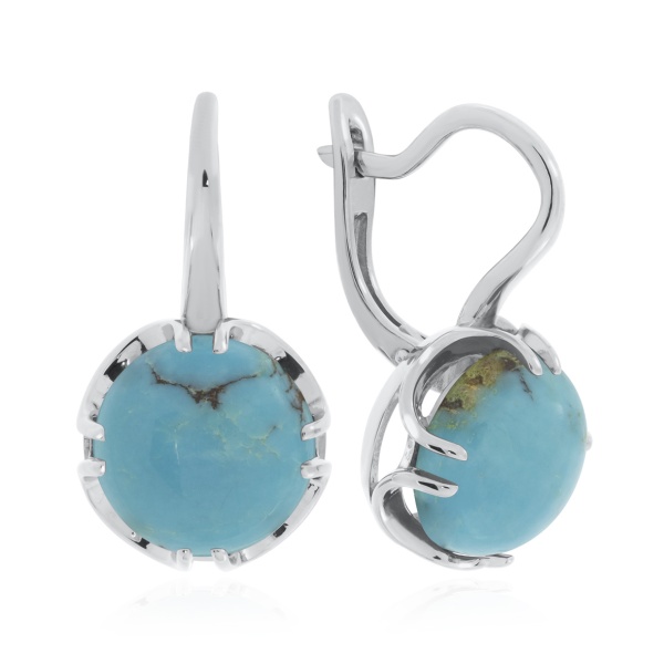Серьги из серебра с бирюзой со скидкой