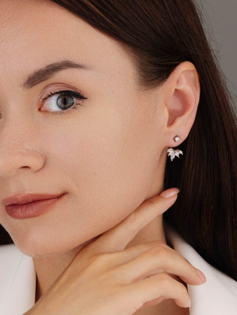 Серьги из серебра с фианитами 2340205392 от KRASNOE, металл Серебро, вставка Фианит