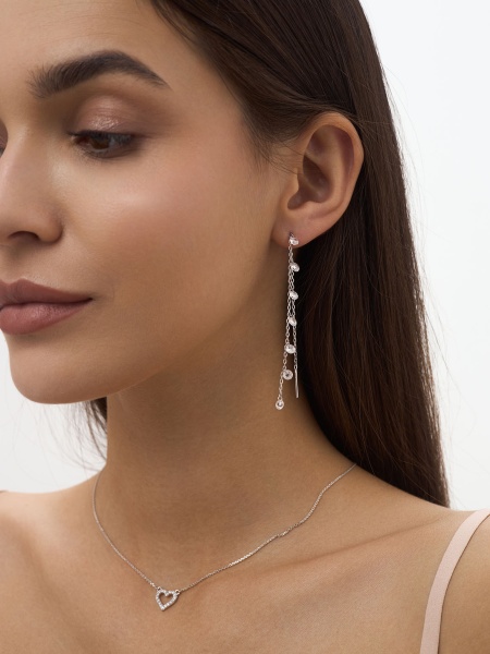 Серьги из серебра с фианитами 2340202240-13 от KRASNOE, металл Серебро, вставка Фианит