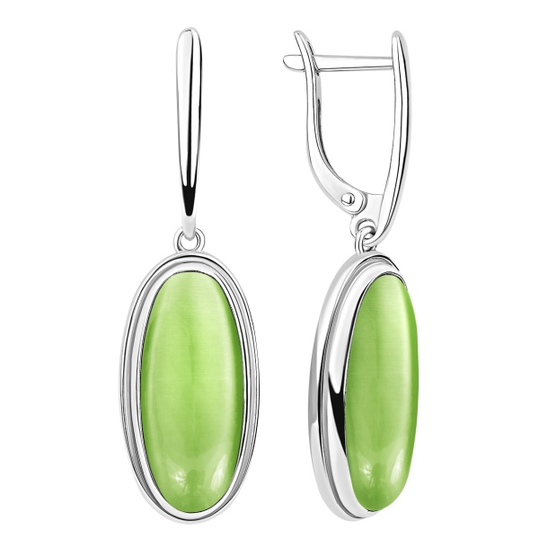 Серьги из серебра с кошачим глазом в ювелирном интернет-магазине