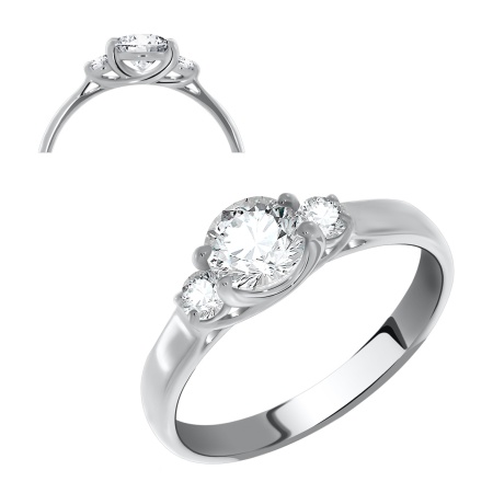 Кольцо из серебра с фианитами со скидкой