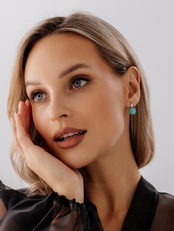 Серьги из серебра с амазонитами со скидкой