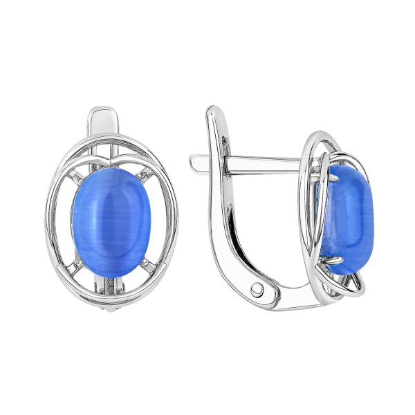 Серьги из серебра с кошачий глазами