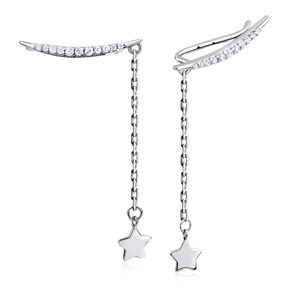 Серьги из серебра с фианитами 2340204903л-8-9 от KRASNOE, металл Серебро, вставка Фианит