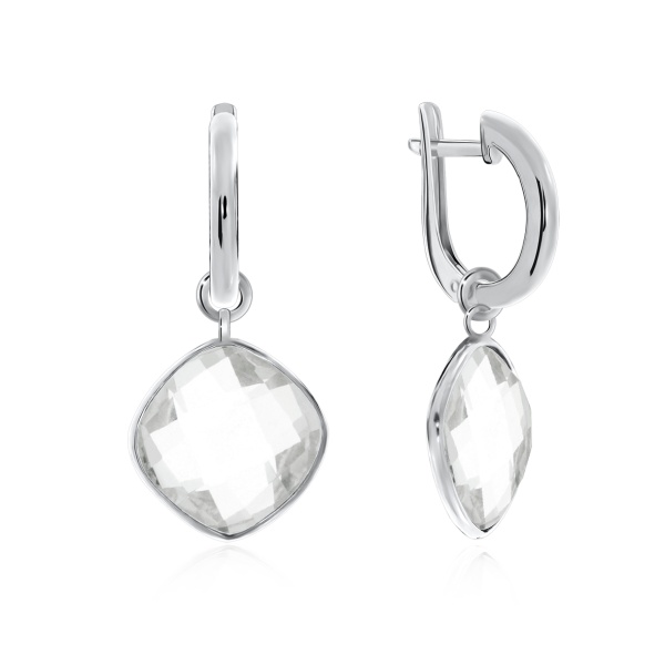 Серьги из серебра с горным хрусталем 2340522892 от KRASNOE, металл Серебро, вставка Горный хрусталь