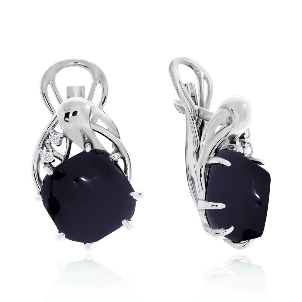 Серьги из серебра с агатами и фианитами 2340390984-20 от KRASNOE, металл Серебро, вставка Агат