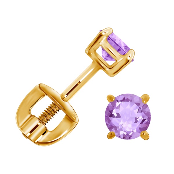 Пусеты из серебра с аметист