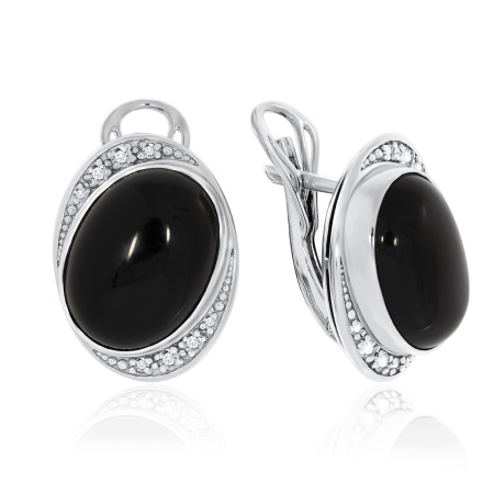 Серьги из серебра с агатами и фианитами со скидкой