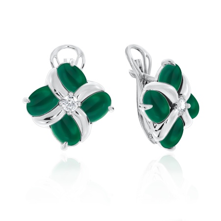 Серьги из серебра с фианитами и агатами 2340392908-60 от KRASNOE, металл Серебро, вставка Агат