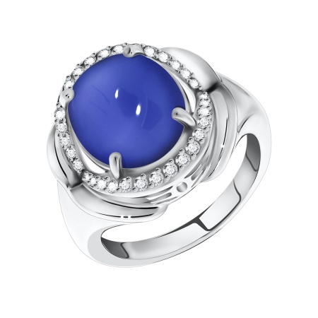 Купить кольцо из серебра с халцедоном и фианитами в интернет-магазине KRASNOE