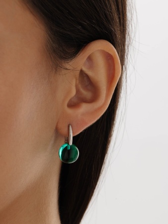 Серьги из серебра с зелёными кристаллами