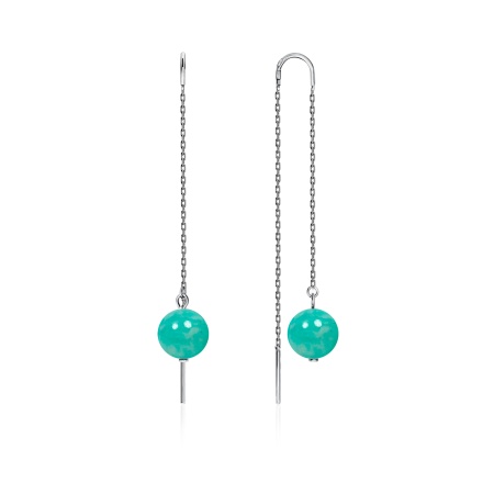 Серьги из серебра с амазонитами 2340370712-9 от KRASNOE, металл Серебро, вставка Амазонит