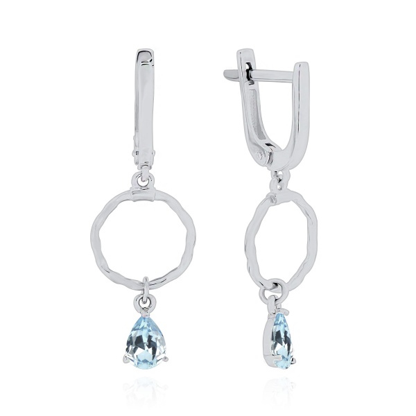 Серьги из серебра с топазом 2340074754 от KRASNOE, металл Серебро, вставка Топаз Sky