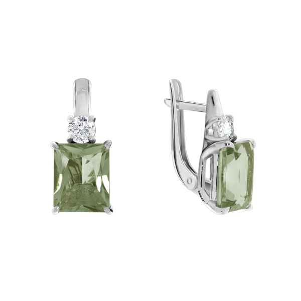 Серьги из серебра с кварцем и фианитами 2340180286-68 от KRASNOE, металл Серебро, вставка Кварц г/т