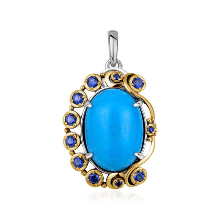 Купить подвеска из серебра с бирюзой и ситаллами