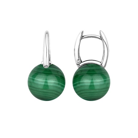 Серьги из серебра с малахитами