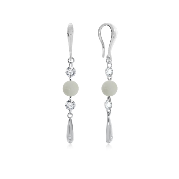 Серьги из серебра с опалами и фианитами 2340340797-10 от KRASNOE, металл Серебро, вставка Опал Натур.