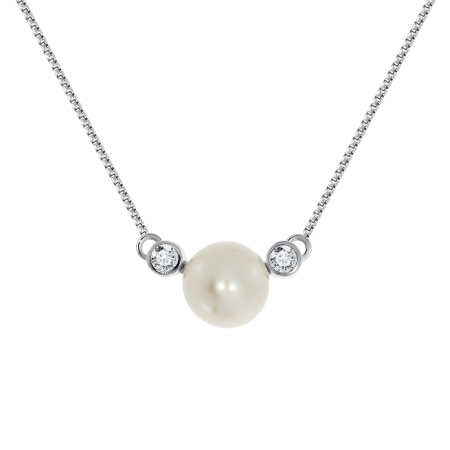 Колье из серебра с жемчугом и фианитами 8340050809л-45