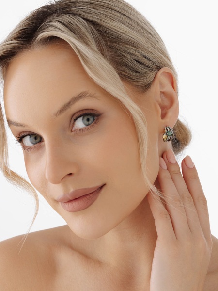 Серьги из серебра с фианитами