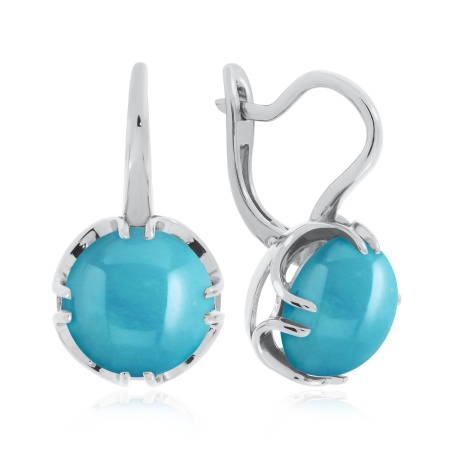 Серьги из серебра с бирюзой со скидкой