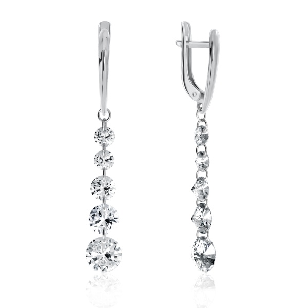 Серьги из серебра с фианитами