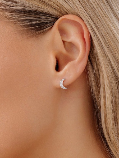 Пусеты из серебра с фианитами