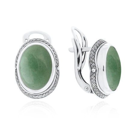 Серьги из серебра с авантюринами 2310360929-1 от KRASNOE, металл Серебро, вставка Авантюрин Натур. Серьги из серебра с авантюринами 2310360929-1 от KRASNOE, металл Серебро, вставка Авантюрин Натур.