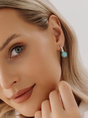 Серьги из серебра с амазонитами 2340371263 от KRASNOE, металл Серебро, вставка Амазонит