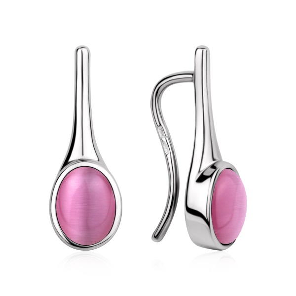 Серьги из серебра с кошачим глазом