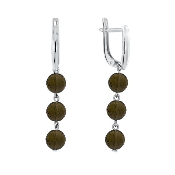 Серьги из серебра с топазами 2340100309 от KRASNOE, металл Серебро, вставка Раухтопаз