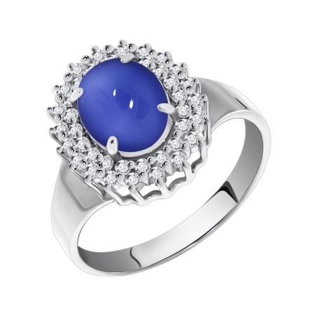Купить кольцо из серебра с халцедоном и фианитами в интернет-магазине KRASNOE