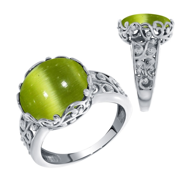 Купить кольцо из серебра с кошачий глазом в интернет-магазине KRASNOE