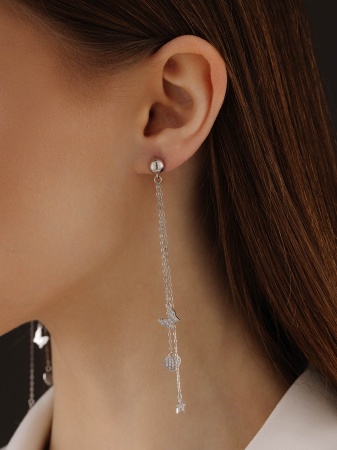 Пусеты из серебра с фианитами со скидкой