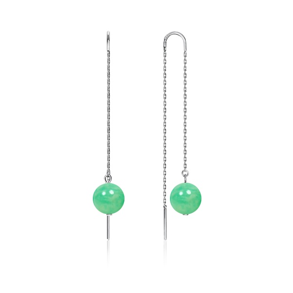 Серьги из серебра с нефритами