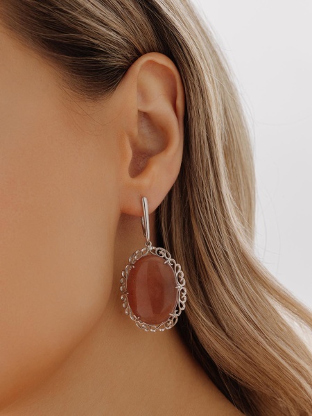 Серьги из серебра с халцедонами 2340605143-30 от KRASNOE, металл Серебро, вставка Халцедон