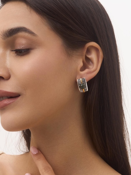 Серьги из серебра с авантюрином 2317361754-1-60 от KRASNOE, металл Серебро, вставка Авантюрин Натур.