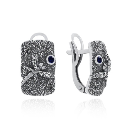 Серьги из серебра с корундом