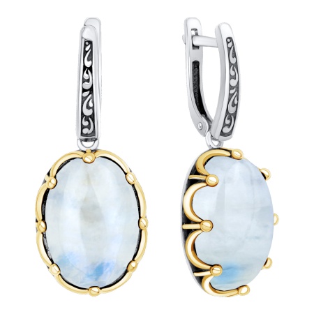 Серьги из серебра с лунным камнем