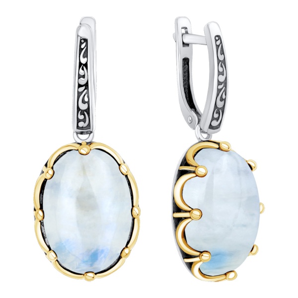 Серьги из серебра с лунным камнем