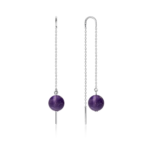 Серьги из серебра с аметист