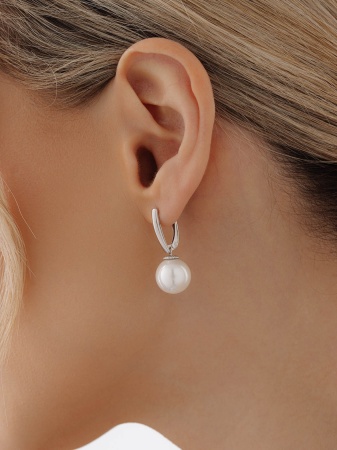 Серьги из серебра с жемчугом 2340240821 от KRASNOE, металл Серебро, вставка Жемчуг Имитация