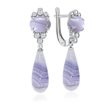 Серьги из серебра с агатами и фианитами 2340390972л-84 от KRASNOE, металл Серебро, вставка 