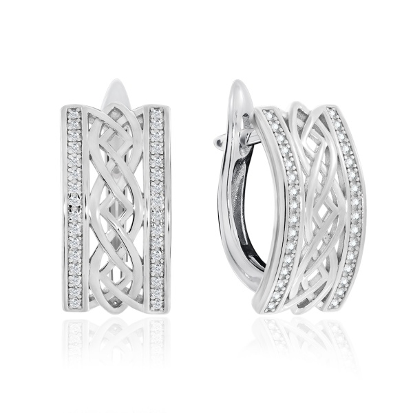 Серьги из серебра с фианитом со скидкой