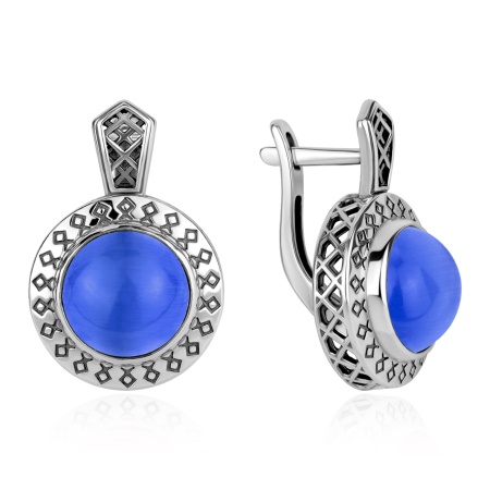 Серьги из серебра с кошачим глазом