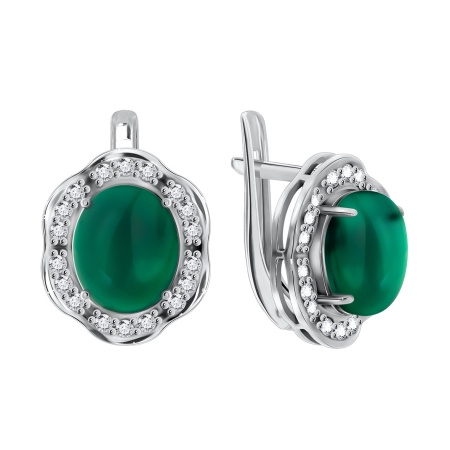 Серьги из серебра с агатами и фианитами 2340390141-60 от KRASNOE, металл Серебро, вставка Агат