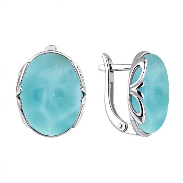 Серьги из серебра с ларимарами со скидкой