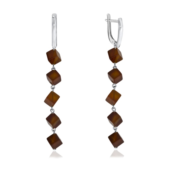 Серьги из серебра с агатами 2340390649-40 от KRASNOE, металл Серебро, вставка Агат