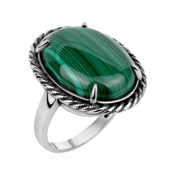 Купить кольцо из серебра с малахитом в интернет-магазине KRASNOE