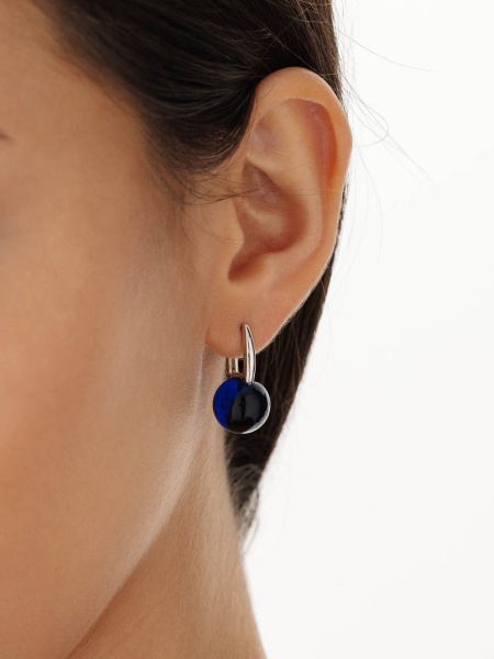 Серьги из серебра с синими кристаллами