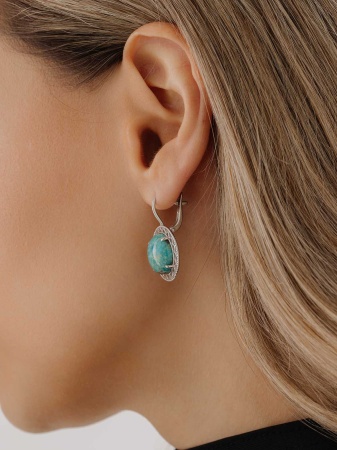 Серьги из серебра с бирюзой 2340311999 от KRASNOE, металл Серебро, вставка Бирюза